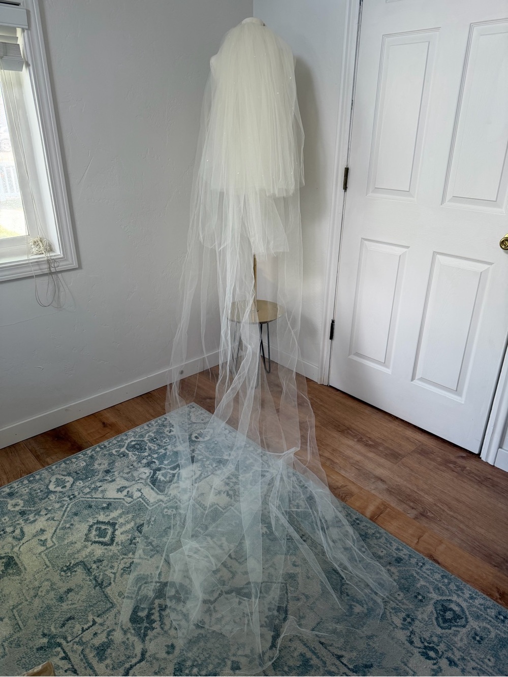 Priscilla of Boston Ivory Beaded Three-Tier Wedding Veil with Cathedral Train
